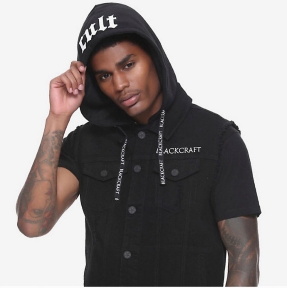 Blackcraft Cult black denim vest SM